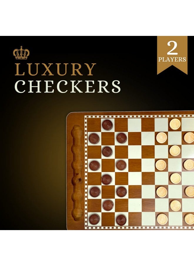 Regal Games - Luxury Checkers Board Game For Adults & Kids - Classic Wooden Board Game Set With 24 Checkers Pieces - Travel And Portable Table Games (Ages 8+) - Image 1