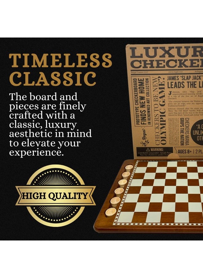 Regal Games - Luxury Checkers Board Game For Adults & Kids - Classic Wooden Board Game Set With 24 Checkers Pieces - Travel And Portable Table Games (Ages 8+) - Image 1