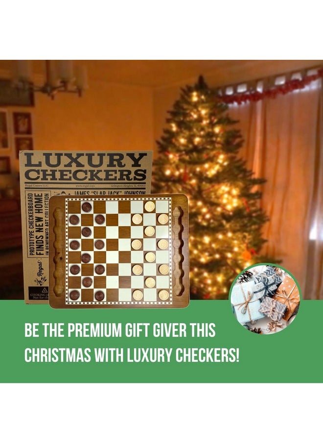 Regal Games - Luxury Checkers Board Game For Adults & Kids - Classic Wooden Board Game Set With 24 Checkers Pieces - Travel And Portable Table Games (Ages 8+) - Image 1