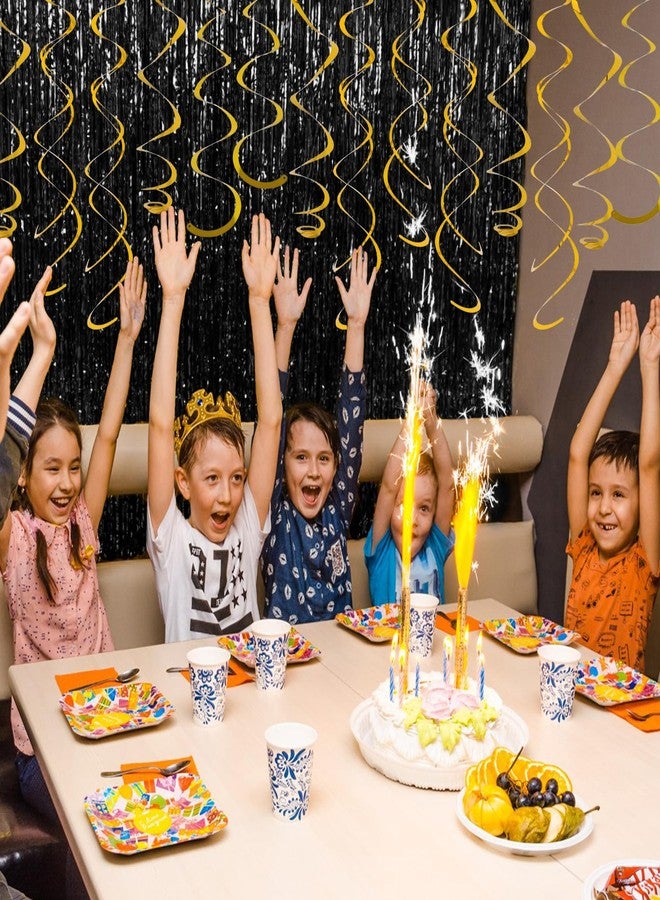 مجموعة باتيكول المكونة من 24 قطعة من زينة السقف المعلقة الذهبية المتلألئة، زينة بلاستيكية للحفلات بتصميمات حلزونية مزدوجة ومفردة، مثالية لتزيين حفلات أعياد الميلاد والتخرج وحفلات استقبال المولود. - Image 4