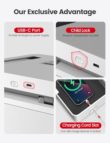 Vaydeer Metal Time Lock Box, Phone Locked box with Timer, Locking Safe Storage, Self-Control Locker with USB C Charge, Child Lock, Smart Timed Release Jail for Phone/Remote/Medicine/Snack - Image 4