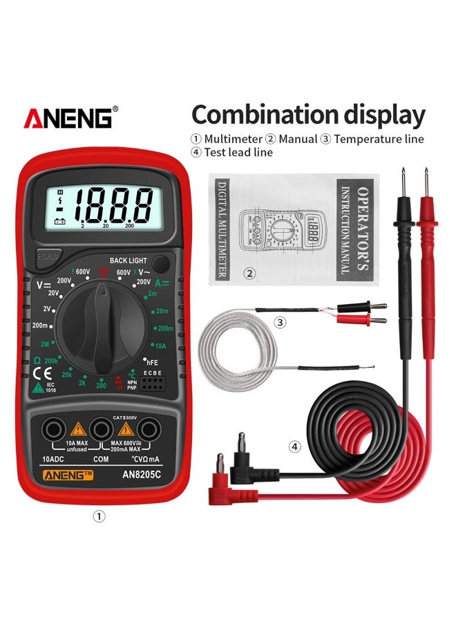 ANENG ANENG AN8205C Digital Multimeter AC/DC Ammeter Volt Ohm Tester Meter Multimetro With Thermocouple LCD Backlight Portable