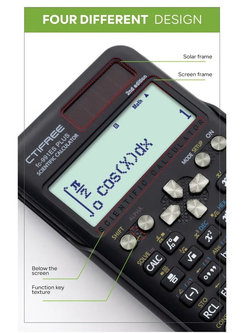 سيتيفري آلة حاسبة علمية بشاشة كبيرة - آلة حاسبة علمية متعددة الوظائف مع 417 وظيفة مصممة لامتحانات الطلاب، تغليف اقتصادي، مناسبة للمرحلة الإعدادية/الثانوية/الجامعة/المكتب/المعلمين والمهندسين والشركاء المحترفين من الطلاب - FC-991ES PLUS - Image 3