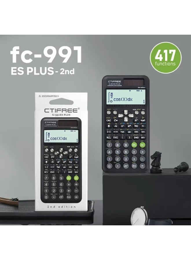 سيتيفري آلة حاسبة علمية بشاشة كبيرة - آلة حاسبة علمية متعددة الوظائف مع 417 وظيفة مصممة لامتحانات الطلاب، تغليف اقتصادي، مناسبة للمرحلة الإعدادية/الثانوية/الجامعة/المكتب/المعلمين والمهندسين والشركاء المحترفين من الطلاب - FC-991ES PLUS - Image 1