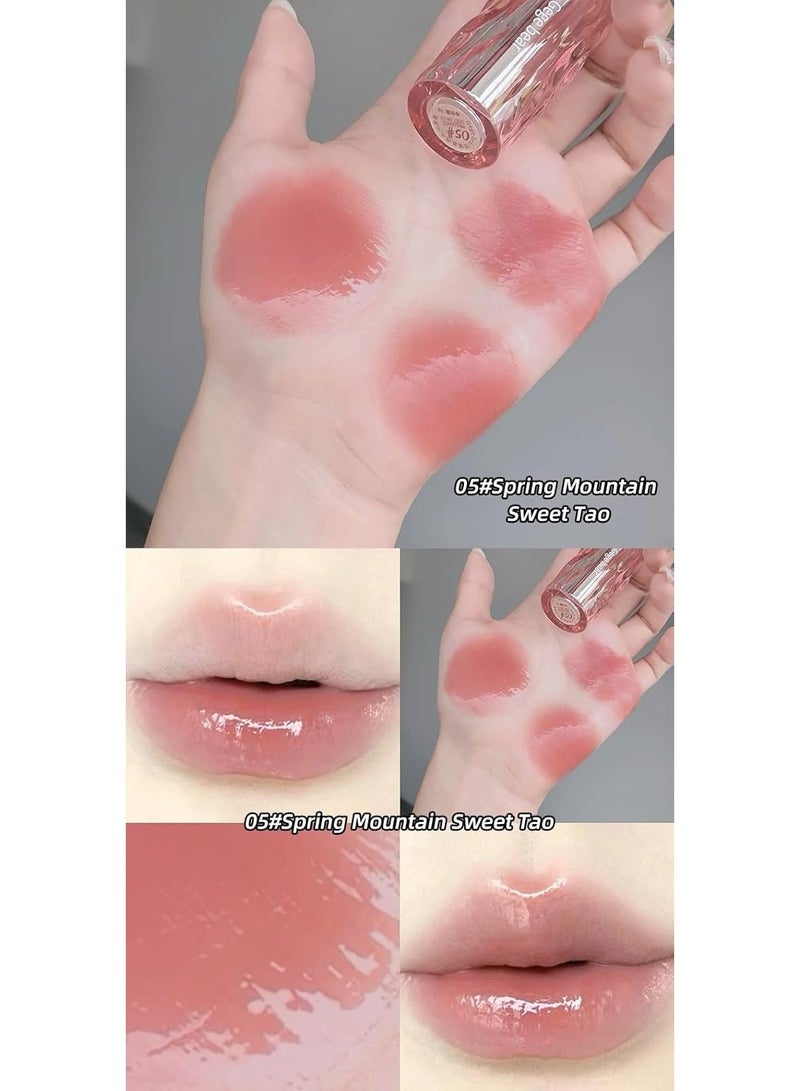 Gege Bear Crystal Translucent Light Lip Glaze | Long-lasting Waterproof | Liquid Lipstick | Nude Brown Light Pink Red Candy Shades | Non-sticky Glossy Moisturizing Formula | Lip Tint | Lips Care | Lipsticks With Brush Applicator | Perfect for Women Girls (05# Spring Mountain Sweet Tao, 3g) - Image 4