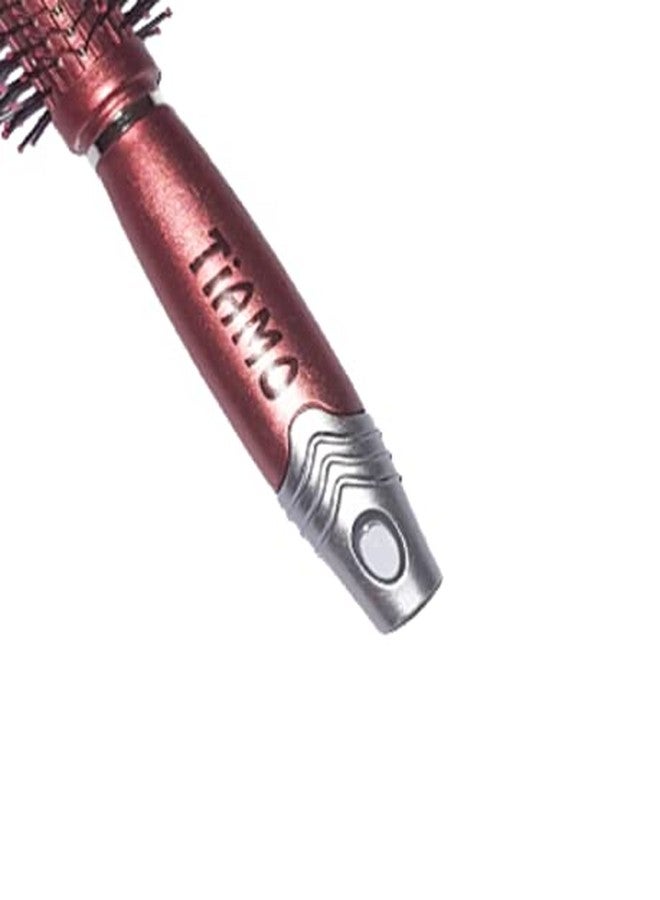 Tiamo Round Plastic Hairbrush set BROWN and PINK for grooming - Image 4