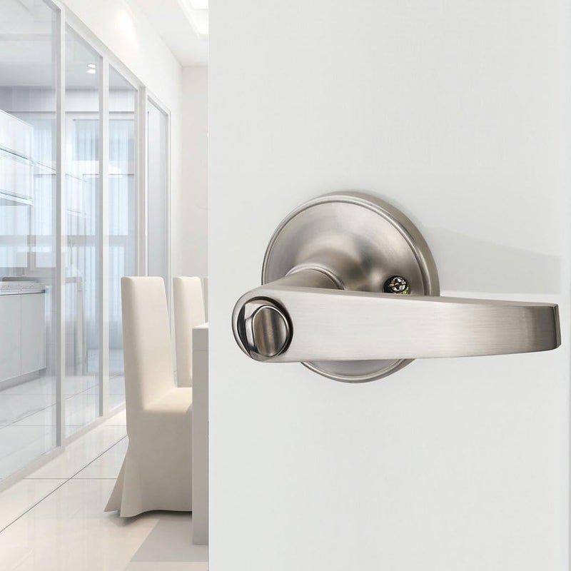 MANREN 1 Pack of Lever Keyed Entry Door Lever Handle Lock, Universal Door Knob Hardware,Nickel Brushed Color (MR802ET) - Image 4