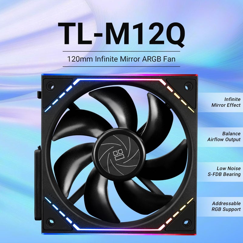 Thermalright TL-M12Q CPU Fan 120mm Case Cooler, PWM Connector Silent Computer Cooling with S-FDB Bearing,PC Fan with ARGB Mirror Light Effect,Low Noise,Building Blocks Version PC Fan - Image 2