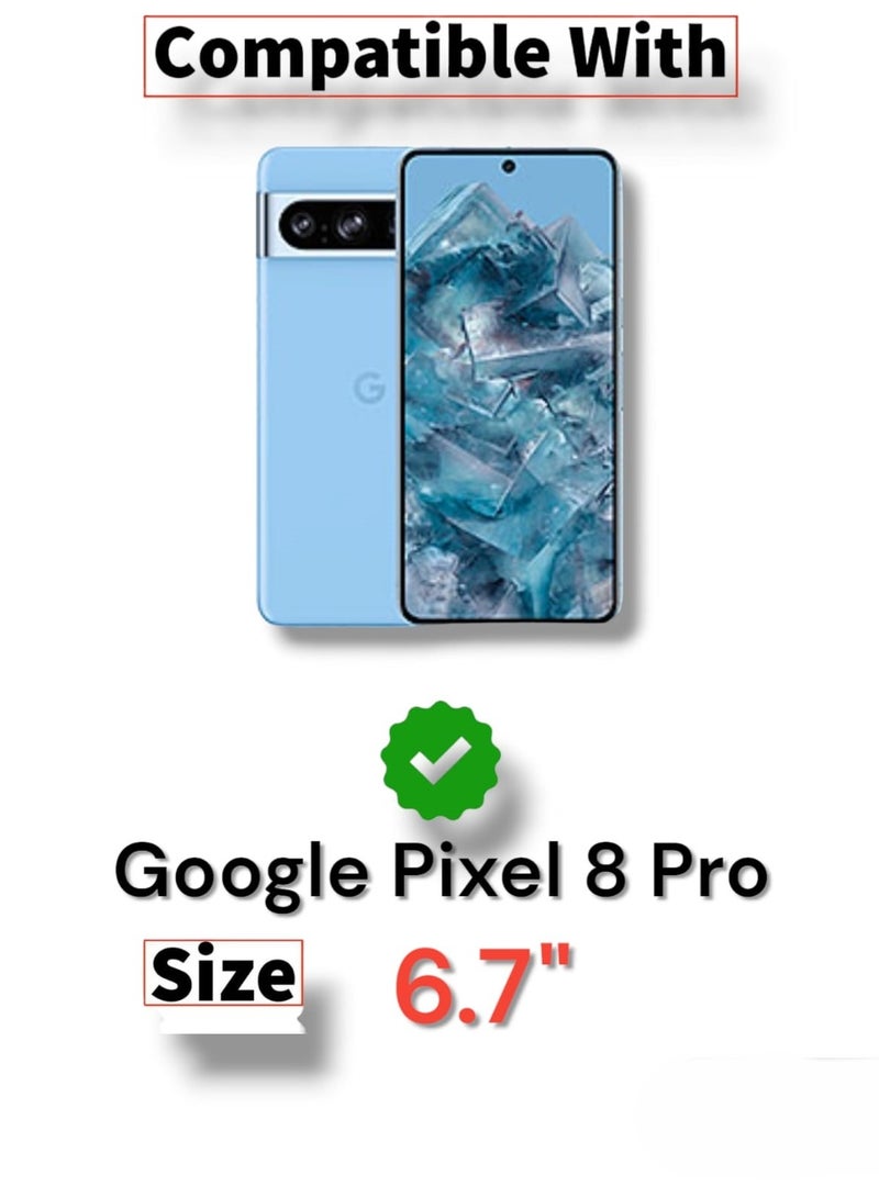 جراب خلفي من الجلد الصلب الفاخر لهاتف Google Pixel 8 Pro، جراب خلفي من مادة TPU الصلبة وحماية كاملة متوافقة مع Google Pixel 8 Pro (6.7 بوصة) (أزرق) - Image 3