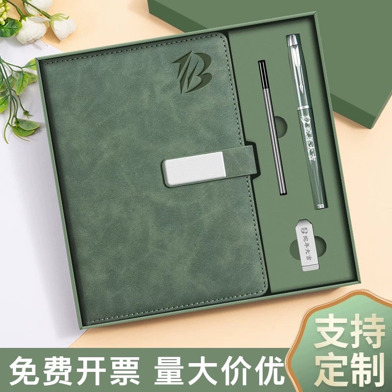 A5 Notebook Gift Box Set Business Office Buckle Notebook Customizable Logo Faux Leather Cover Business Style - Image 3