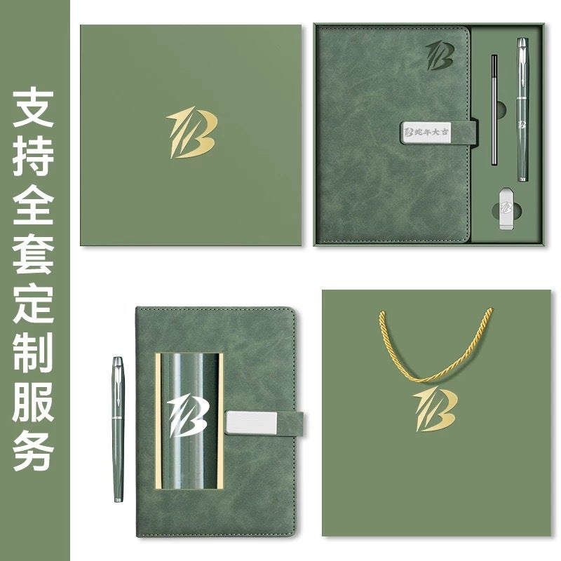 A5 Notebook Gift Box Set Business Office Buckle Notebook Customizable Logo Faux Leather Cover Business Style - Image 5
