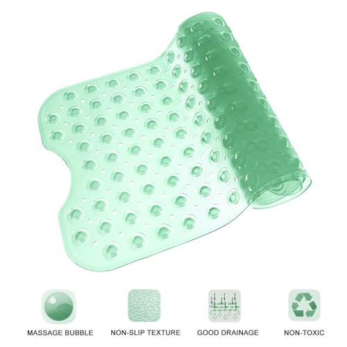 Linoows Bathtub and Shower Mats, Extra Long Non-Slip Bath Tub Mat 39 x 16 Inch, Machine Washable BathMat with Suction Cups & Drain Holes for Bathroom Floor, Clear Pale Green - Image 5