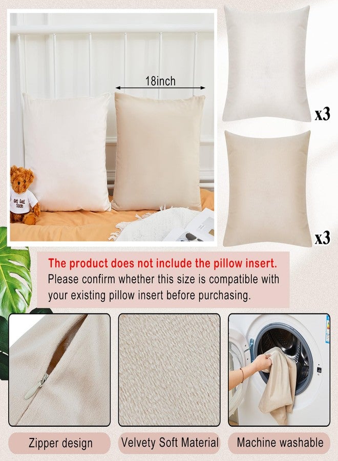 Berlune 6 Pcs Velvet Throw Pillow Covers 18" x 18" Decorative Cushion Cases Soft Pillowcase for Picnic Coquette Party Accessories Bedroom Living Room Decor, No Inserts (Morandi Color) - Image 2