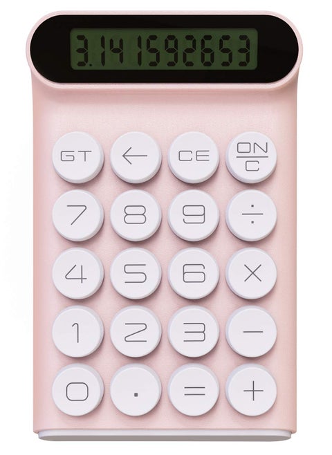 Mechanical Switch Calculator, Handheld for Daily and Basic Office,10 Digit Large LCD Display (Pink)