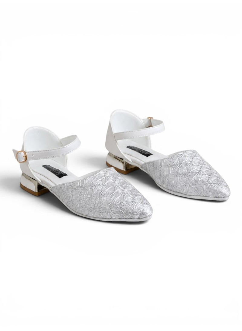 LIFESTYLISH sandal flat Leather Embroidered SF-65 - White - Image 3