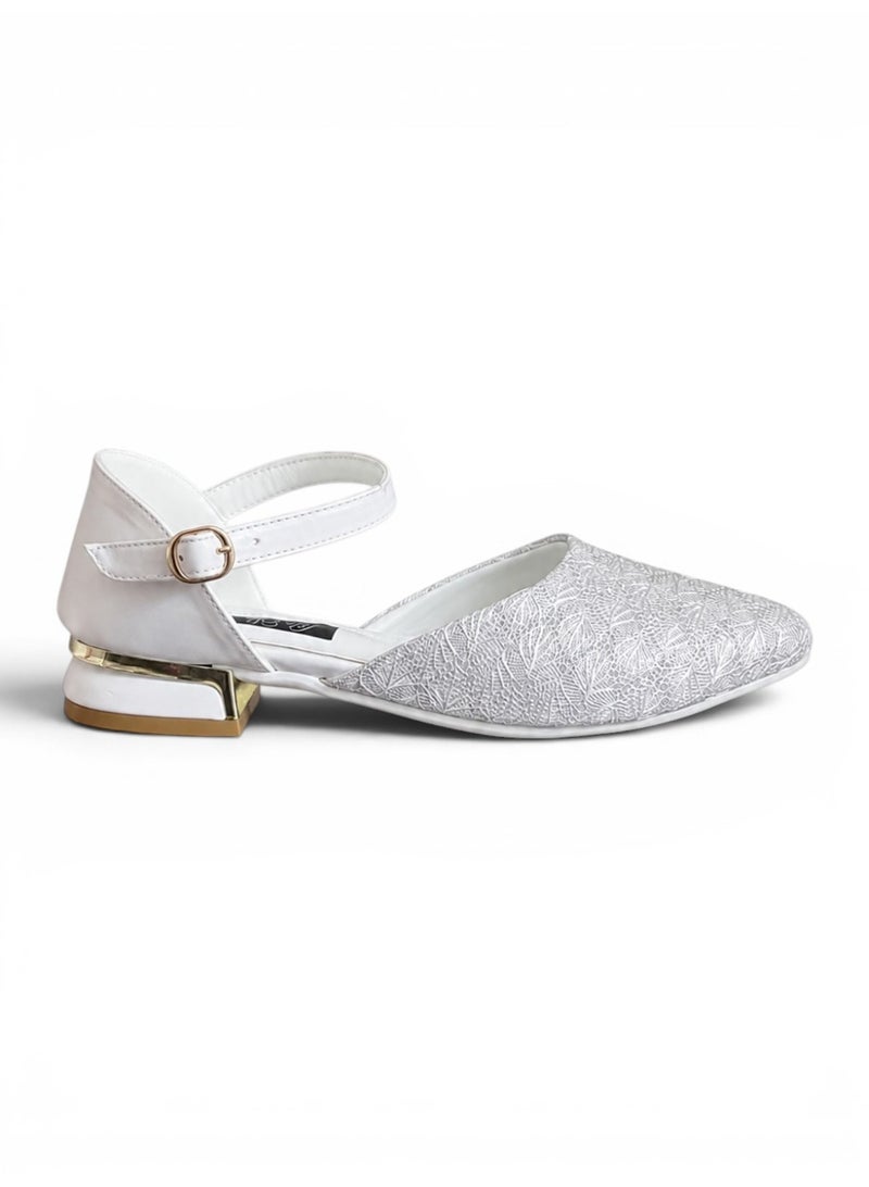 LIFESTYLISH sandal flat Leather Embroidered SF-65 - White - Image 2