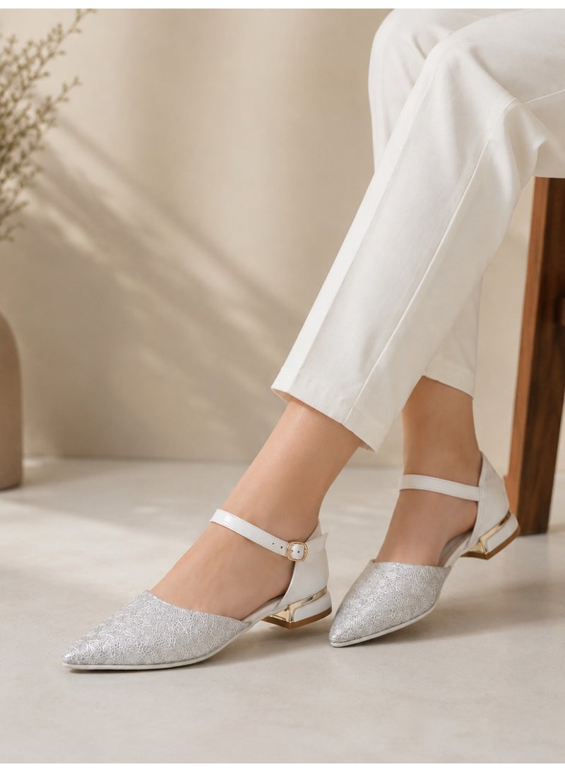 LIFESTYLISH sandal flat Leather Embroidered SF-65 - White - Image 4