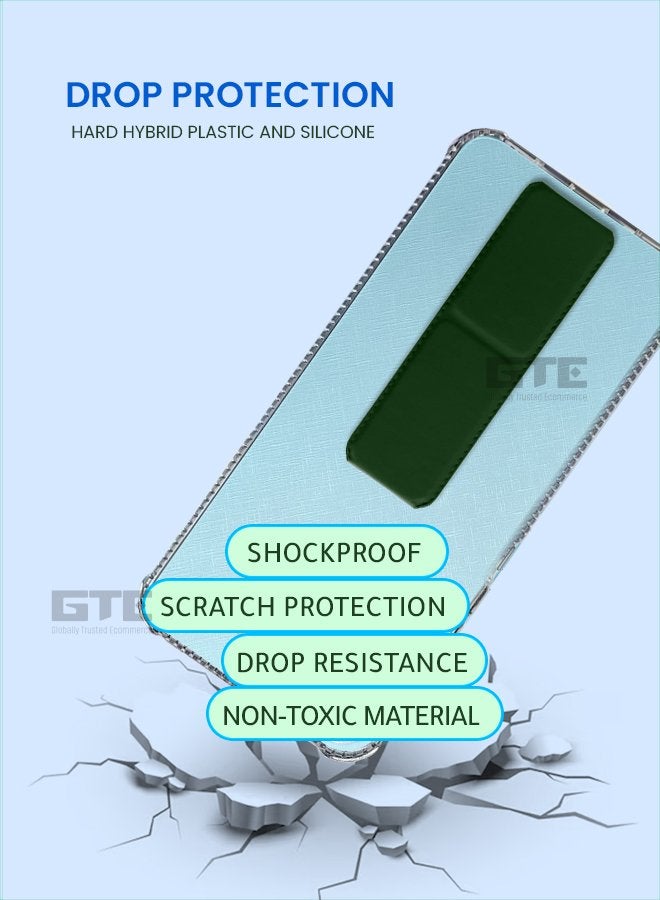 INEIX 3-in-1 Magnetic Transparent Wrist Strap Hand Grip Stand Back Case Cover for Samsung Galaxy S25, Finger Grip Soft Cover,Stand Holder TPU Case,Kickstand-Clear/Green - Image 4