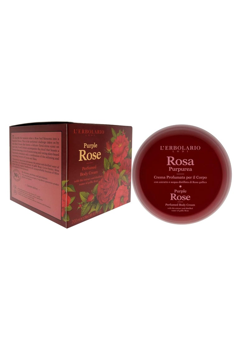 L'Erbolario L'Erbolario Purple Rose Perfume Body Cream - Long Lasting Scented Body Cream for Women - Perfume Hydrating Smell Good Body Moisturizer - Nourishing and Moisturizing Body Butter for Dry Skin - 6.7 oz - Image 2