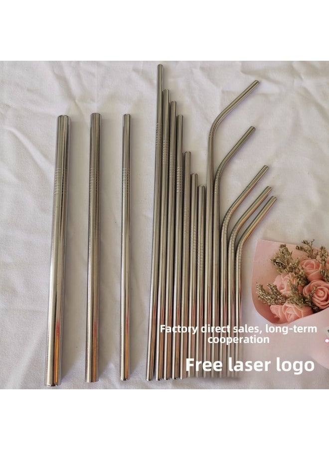 Generic - Factory Direct Color Metal Food Grade 304 Stainless Steel Straw Suit Beverage Coffee Bubble Tea Straw-Color:Symphony-Specifications:10*50*200 Brush - Image 1