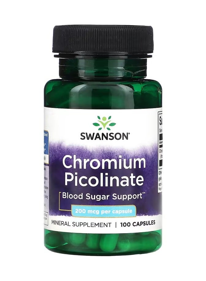 SWANSON Swanson, Chromium Picolinate, 200 mcg, 100 Capsules 