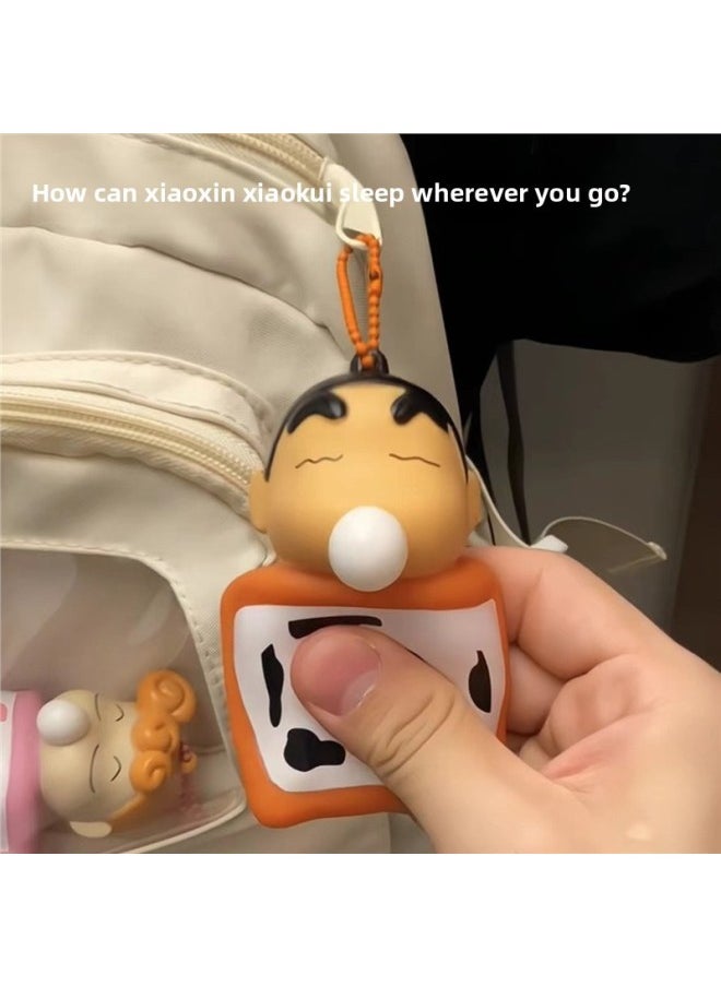 Generic - Crayon Small Bubble Keychain Sleeping Small Pinch Le Small Kwai Bag Pendant Male Girl Vent Artifact-Color:Sleeping Xiaokui Bubble Keychain-Specifications:16CM - Image 1