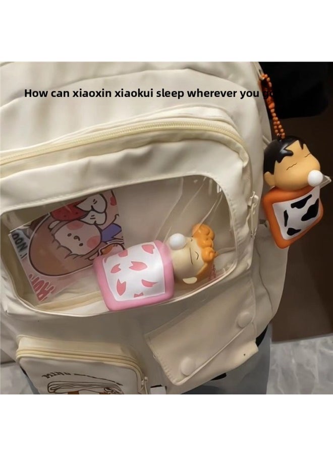Generic - Crayon Small Bubble Keychain Sleeping Small Pinch Le Small Kwai Bag Pendant Male Girl Vent Artifact-Color:Sleeping Xiaokui Bubble Keychain-Specifications:16CM - Image 1