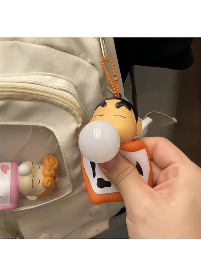 Generic - Crayon Small Bubble Keychain Sleeping Small Pinch Le Small Kwai Bag Pendant Male Girl Vent Artifact-Color:Sleeping Xiaokui Bubble Keychain-Specifications:16CM - Image 1