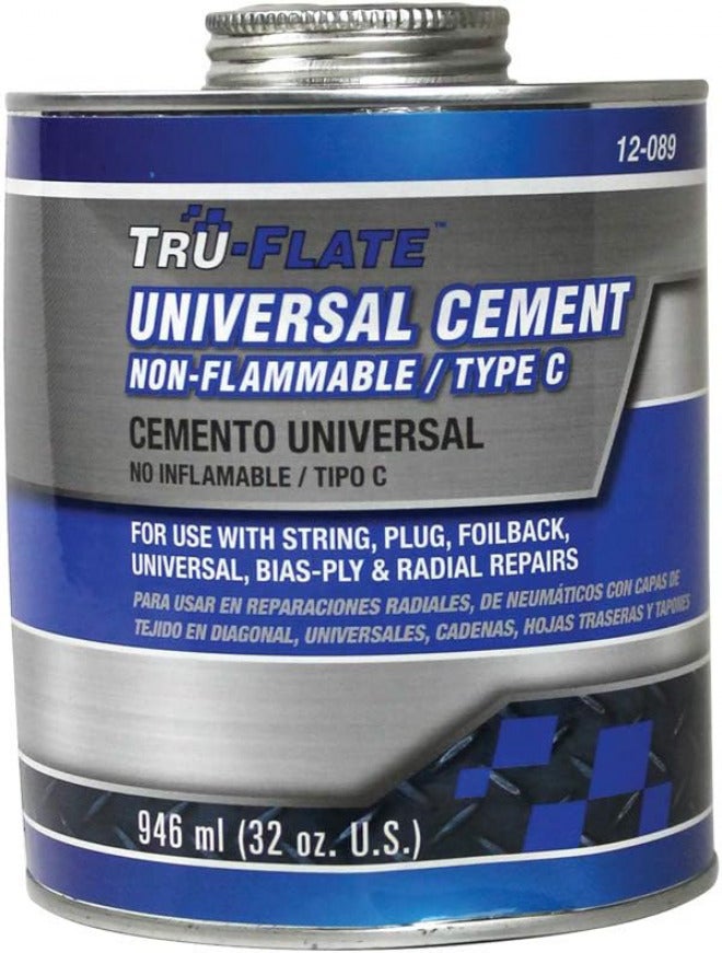 أسمنت إصلاح الإطارات العالمي Tru-Flate 12-089، عبوة 32 أونصة، 1 حزمة استخدام خفيف وثقيل