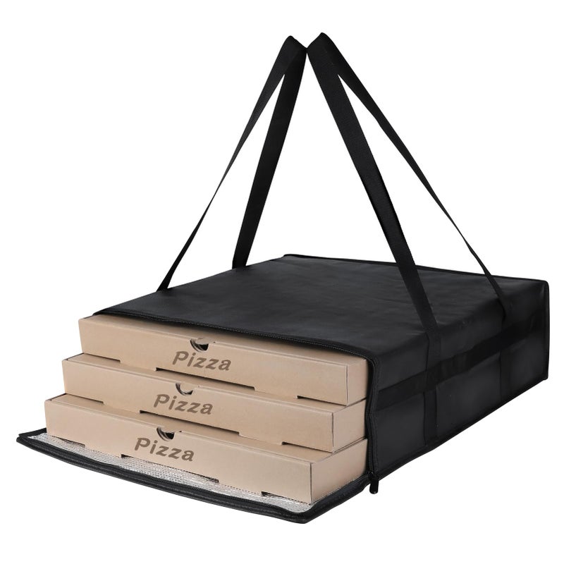 CIVJET Insulated Pizza Delivery Bag for Carry Hot, 20" x 20" x 6" Carrier Warmer, Insulated Food Delivery Bag, Insulated Grocery Cooler Bags for Catering/Drivers Commercial Food Warmersï¼ˆBlack, 1Pkï¼‰ - Image 1