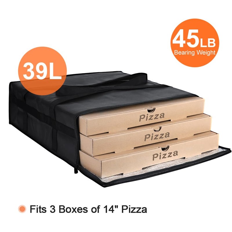 CIVJET Insulated Pizza Delivery Bag for Carry Hot, 20" x 20" x 6" Carrier Warmer, Insulated Food Delivery Bag, Insulated Grocery Cooler Bags for Catering/Drivers Commercial Food Warmersï¼ˆBlack, 1Pkï¼‰ - Image 4
