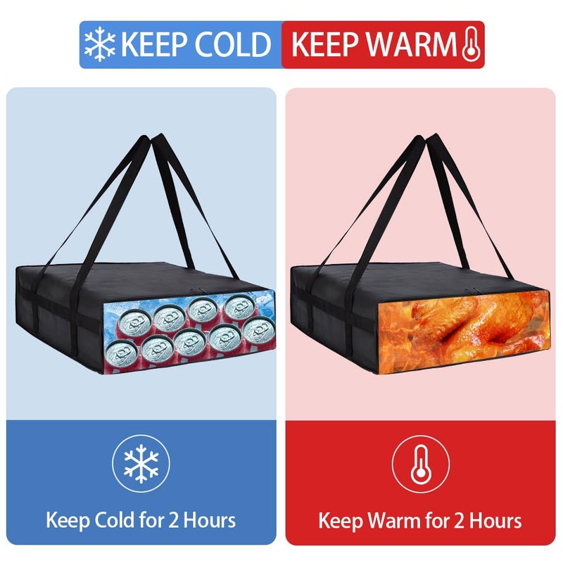 CIVJET Insulated Pizza Delivery Bag for Carry Hot, 20" x 20" x 6" Carrier Warmer, Insulated Food Delivery Bag, Insulated Grocery Cooler Bags for Catering/Drivers Commercial Food Warmersï¼ˆBlack, 1Pkï¼‰ - Image 3