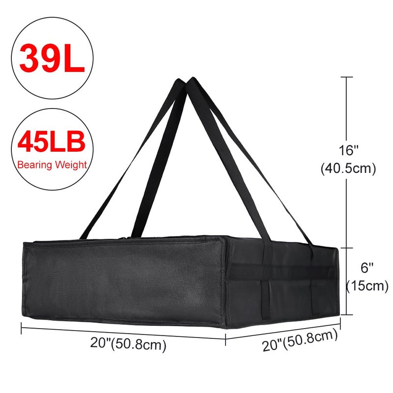 CIVJET Insulated Pizza Delivery Bag for Carry Hot, 20" x 20" x 6" Carrier Warmer, Insulated Food Delivery Bag, Insulated Grocery Cooler Bags for Catering/Drivers Commercial Food Warmersï¼ˆBlack, 1Pkï¼‰ - Image 2