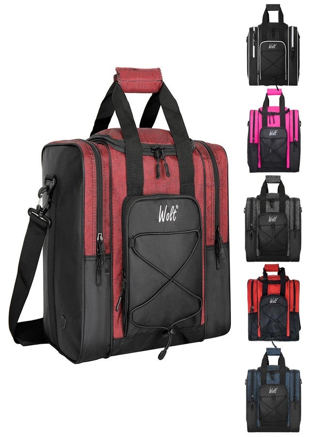 WOLT Bowling Ball Bag for Single Ball -Bowling Bag with Padded Holder, 2 Pockets Fit Shoes Up to Mens Size 14 and Accessories (healthyRed) - Image 1
