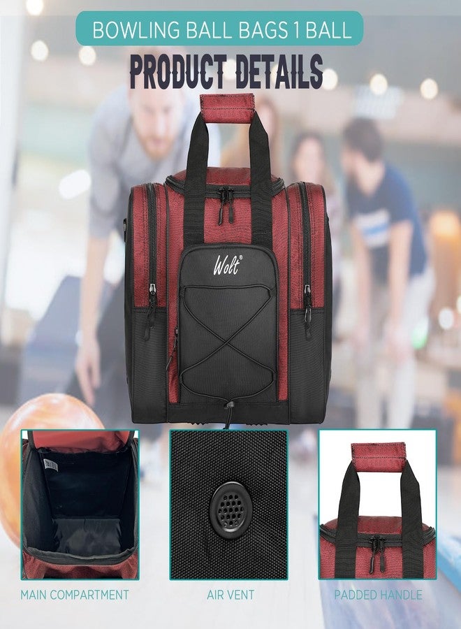WOLT Bowling Ball Bag for Single Ball -Bowling Bag with Padded Holder, 2 Pockets Fit Shoes Up to Mens Size 14 and Accessories (healthyRed) - Image 4