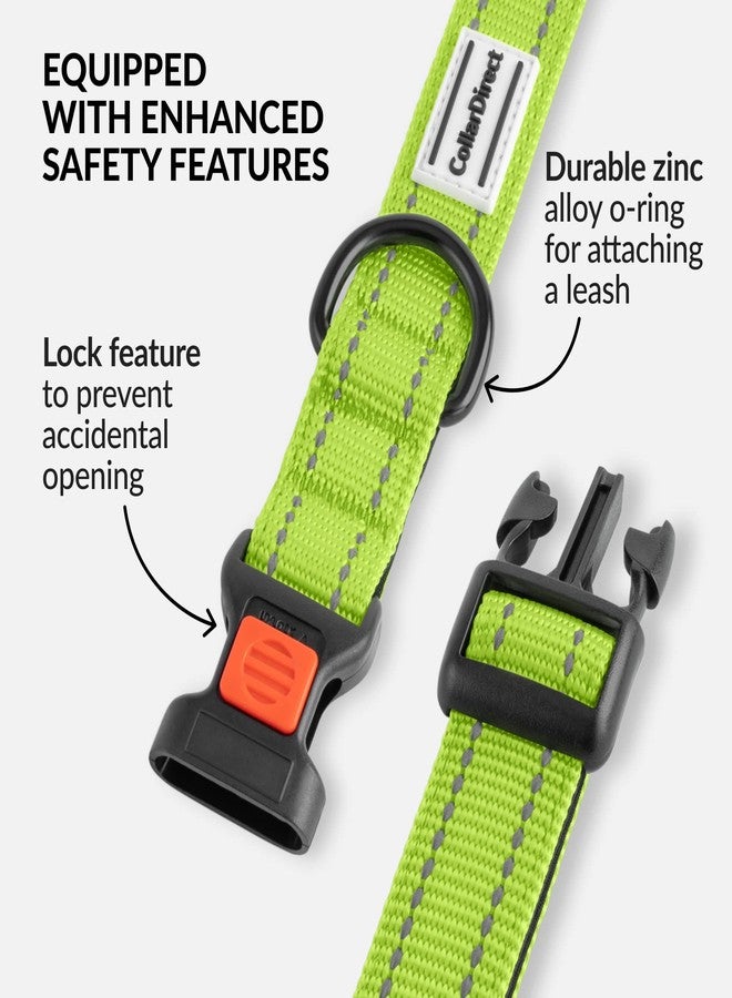 CollarDirect Reflective Dog Collar for a Small, Medium, Large Dog or Puppy with a Quick Release Buckle - Boy and Girl - Nylon Suitable for Swimming (10-13 Inch, Lime Green) - Image 3