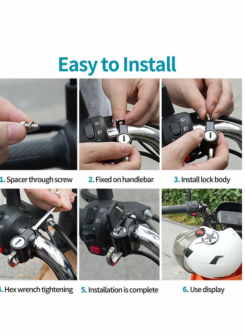 Excefore Motorcycle Helmet Lock Anti-Theft, Security Aluminum Alloy Iron Black Padlock, Handlebar Mount  - Image 5