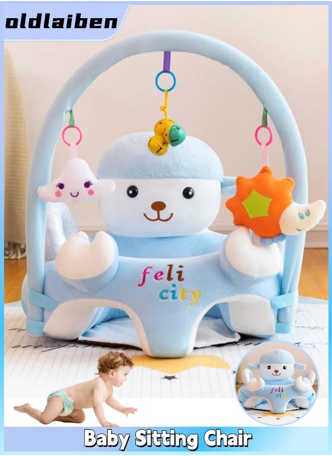 oldlaiben Baby Sitting Support Seat Sofa, Cartoon Cute Plush Baby Seat, Infant Learning Seat, Portable Baby Comfortable Floor Seat, Perfect Toddler Gift to Learn to Sit（Blue）  - Image 1