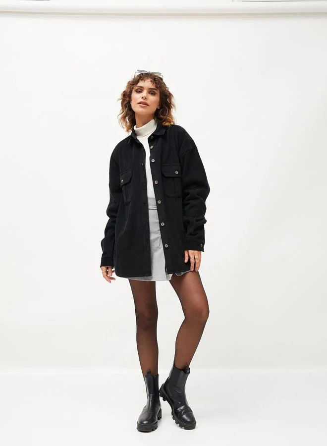 Sassafras Black Corduroy Long Sleeve Shirt