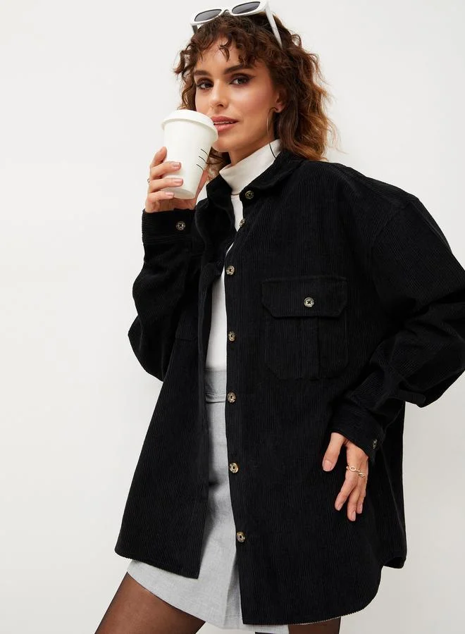 Sassafras Black Corduroy Long Sleeve Shirt