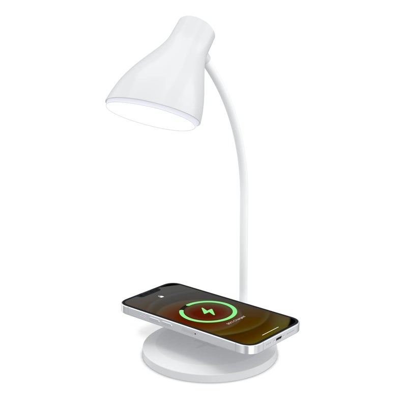 Portronics Portronics Brillo 3 Portable Lamp with Wireless Charger with 10W Output 360 Flexible Neck Touch Control Dual Lamp ShadesWhite - Image 1