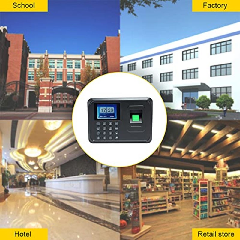 Eacam Fingerprint Attendance Machine 1 pc for office employees, ABS plastic, accurate biometric recognition, black, 2.4-inch TFT LCD display with DC 5V power - Image 5