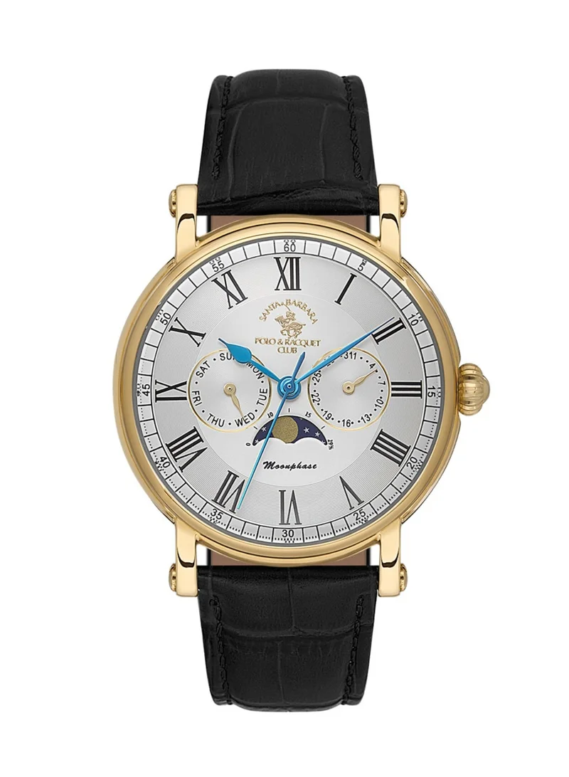 SANTA BARBARA POLO & RACQUET CLUB Santa Barbara Polo & Racquet Club - Legend Men's Watch | Leather Band with Steel Case | Analog | Round Dial | Mineral Glass | Japanese Quartz | Water Resistance 50 Meters