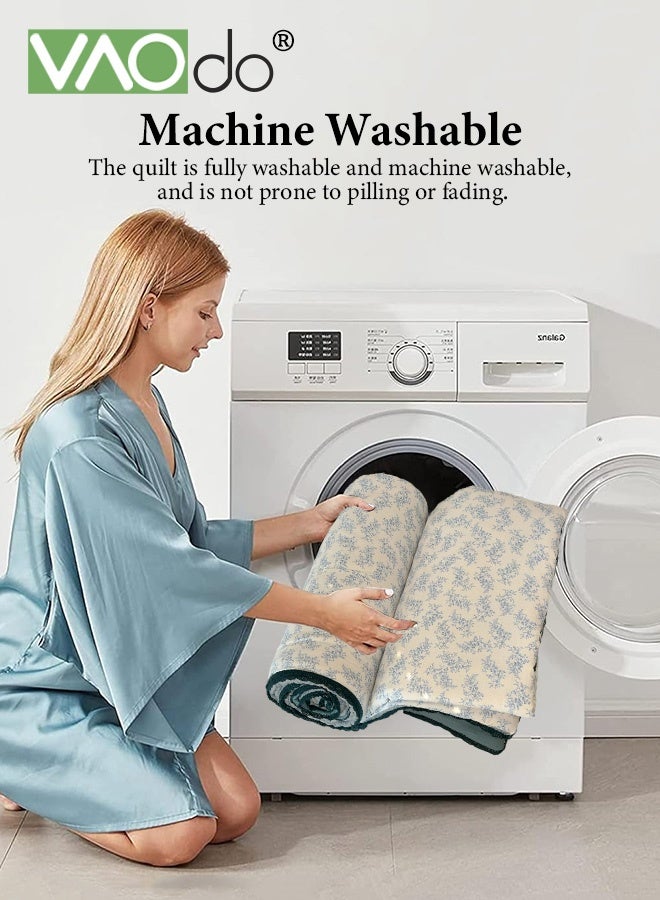 VAOdo Single Quilt with Lace Decoration, Machine Washable, Double-sided Use Bed Quilt, Soft and Breathable Lightweight Blanket for All Season 150*200CM - Image 5