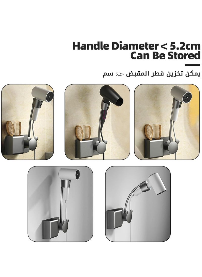 Jorunb - Hair Dryer Holder 360° Rotating  Wall Mounted, Handsfree Hair Dryer Stand Adjustable Angle Rotating Lazy Hair Dryer Brackets, Bathroom Hanging Shelf, for Bathroom Toilet Bedroom Wall -Mounted Mirrors and Tiles (Black) - Image 1