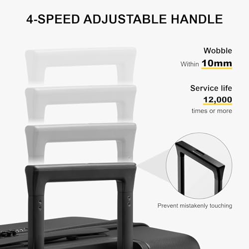 LEVEL8 حقيبة سفر معتمدة من شركات الطيران، حقائب صغيرة محمولة بعجلات، خفيفة الوزن، صلبة، ذات نسيج مضيء مع عجلة دوارة، قفل TSA، 18 بوصة، سوداء - Image 5