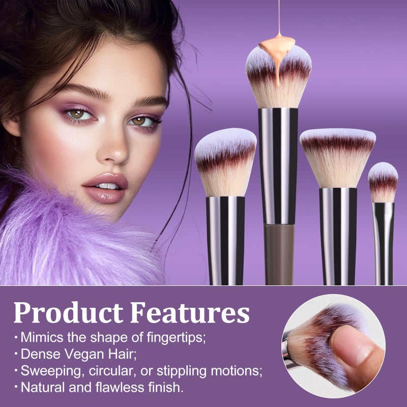 BS Mall BS-MALL Makeup Brushes Set 23 Pcs with Finger Sponge â€“ Essential Tools,travel set - Image 4