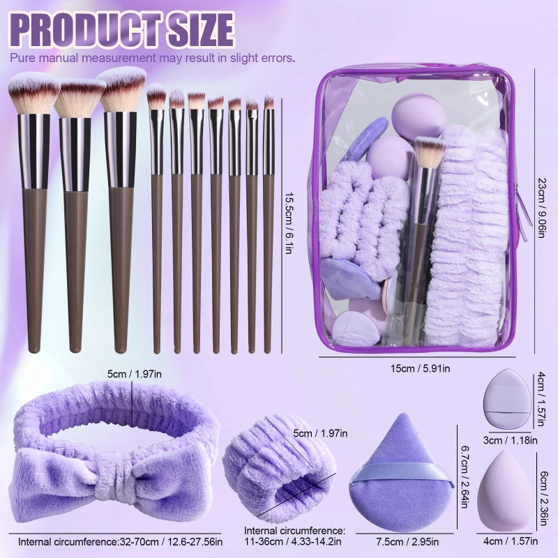 BS Mall BS-MALL Makeup Brushes Set 23 Pcs with Finger Sponge â€“ Essential Tools,travel set - Image 5