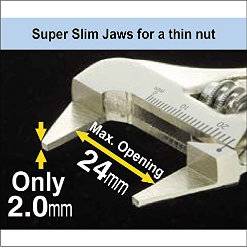 ENGINEER 110mm Stubby Pocket Sized Adjustable Wrench Spanner with Ultra Slim 2mm Jaws and comfort handle cover (TPR), TWM-08 - Image 2