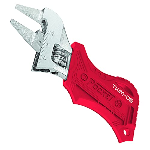 ENGINEER 110mm Stubby Pocket Sized Adjustable Wrench Spanner with Ultra Slim 2mm Jaws and comfort handle cover (TPR), TWM-08 - Image 1